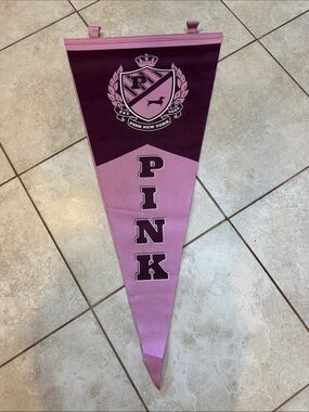 Pink Victoria's Secret Large Felt Store Display Pennant Flag Dog Burgundy